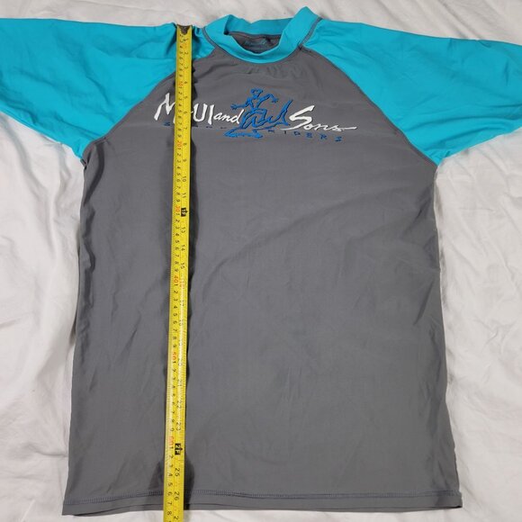 Maui And Sons Shark Riders Mens XL Gray Blue Shirt UV Protection Rash Guard - Picture 8 of 9